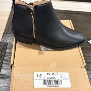 Journee Collection Black Ankle Booties with Gold Zipper